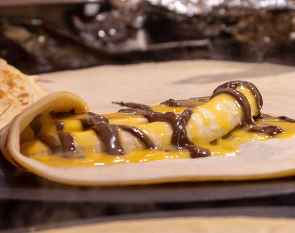 Crêpe mit Banane und Schoko